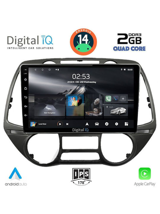 Digital IQ Car Audio System for Hyundai i20 2008-2013 (Bluetooth/USB/AUX/WiFi/GPS/Apple-Carplay/Android-Auto) with Touch Screen 9"