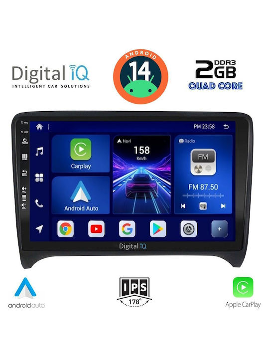 Digital IQ Car Audio System for Audi TT 2007-2015 (Bluetooth/USB/AUX/WiFi/GPS/Apple-Carplay/Android-Auto) with Touch Screen 9"