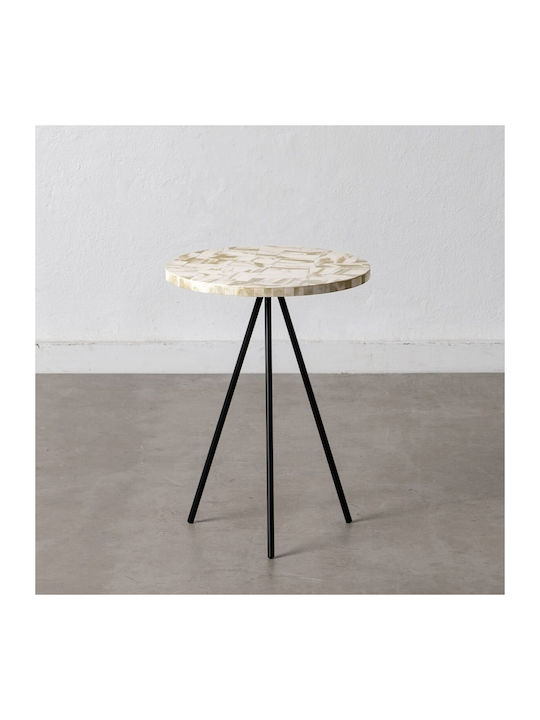 Round Side Table Wooden Black Beige L38xW38xH50cm.