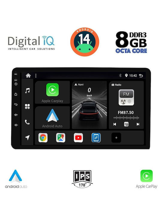 Digital IQ Auto-Audiosystem 2014 (Bluetooth/USB/AUX/WiFi/GPS/Apple-Carplay/Android-Auto) mit Touchscreen 8"