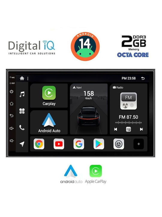Digital IQ Ηχοσύστημα Αυτοκινήτου 2DIN (Bluetooth/USB/AUX/WiFi/GPS/Apple-Carplay/Android-Auto) με Οθόνη Αφής 7"