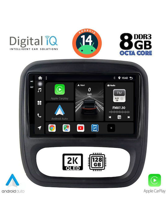 Digital IQ Car Audio System for Opel Vivaro Renault Trafic Nissan NV300 2014 (Bluetooth/USB/AUX/WiFi/GPS/Apple-Carplay/Android-Auto) with Touch Screen 9"