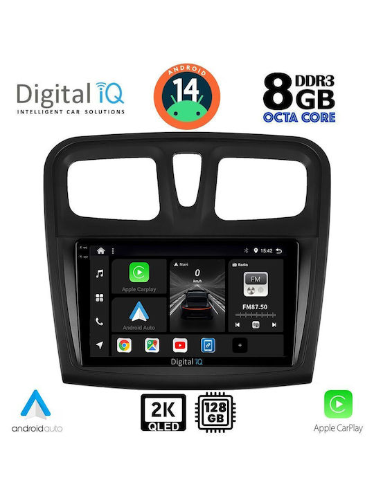 Digital IQ Car Audio System for Dacia Logan / Sandero 2012-2019 (Bluetooth/USB/AUX/WiFi/GPS/Apple-Carplay/Android-Auto) with Touch Screen 9"