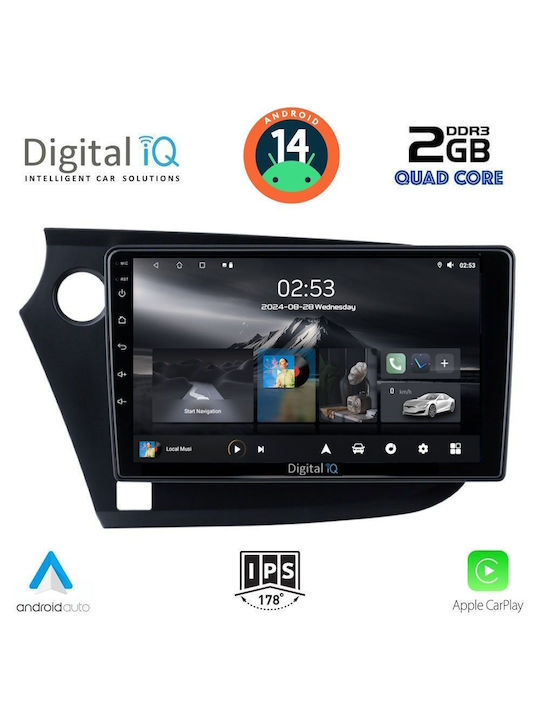 Digital IQ Car Audio System for Honda Insight 2009-2014 (Bluetooth/USB/AUX/WiFi/GPS/Apple-Carplay/Android-Auto) with Touch Screen 9"