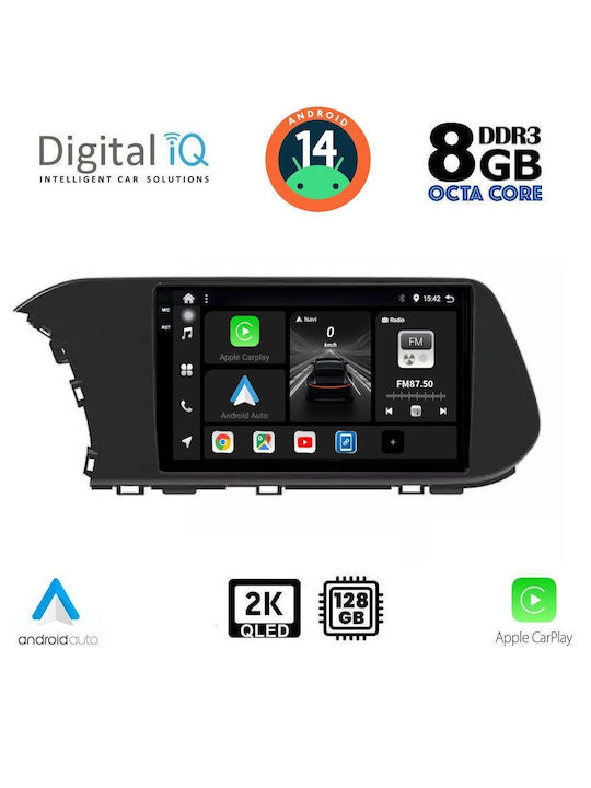 Digital IQ Car Audio System for Hyundai i20 2021 (Bluetooth/USB/AUX/WiFi/GPS/Apple-Carplay/Android-Auto) with Touch Screen 10"