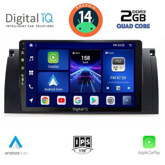 Digital IQ Ηχοσύστημα Αυτοκινήτου για BMW Σειρά 5 (E39) / X5 (E53) 1997-2005 (Bluetooth/USB/AUX/WiFi/GPS/Apple-Carplay/Android-Auto) με Οθόνη Αφής 9"