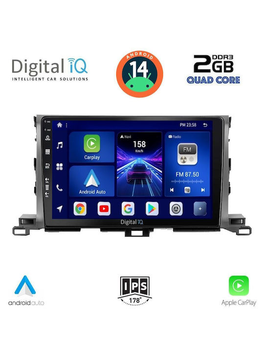 Digital IQ Ηχοσύστημα Αυτοκινήτου για Toyota Highlander 2014-2019 (Bluetooth/USB/AUX/WiFi/GPS/Apple-Carplay/Android-Auto) με Οθόνη Αφής 10"