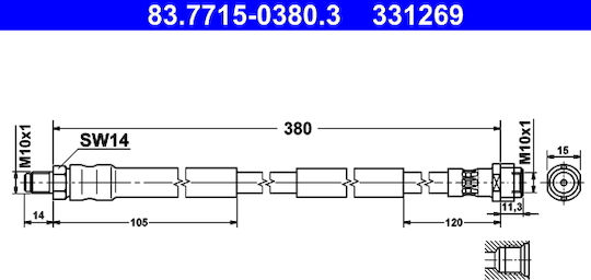 Brake Hose Mercedes-benz Sl R230 Ate 83771503803