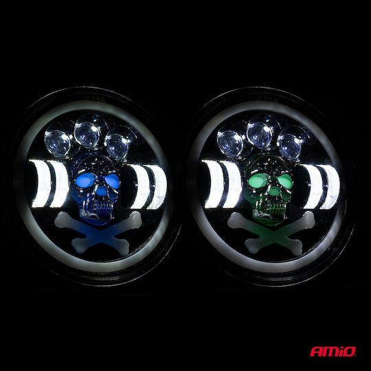 Προβολεας Εργασιας Στρογγυλος Led Skull 5.500lm 9>36v 60w 6.000k Φ170x170x65mm 4 Χρησεων Αμιο 1 Τεμ