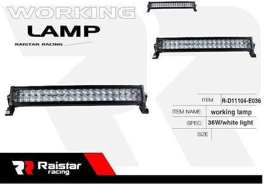 Raistar Προβολέας Αυτοκινήτου σε σχήμα Μπάρας LED 36W 20cm 1τμχ