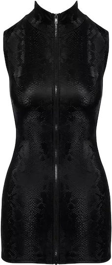 Cottelli Party Fitted Mini Dress with Collar in Matte Snake Skin M