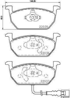 Hella Σετ Τακάκια Εμπρός για Skoda Octavia Volkswagen Golf