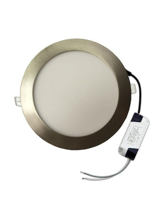 Eurolamp Στρογγυλό Χωνευτό LED Panel 20W με Φυσικό Λευκό Φως 4000K 22.5εκ.