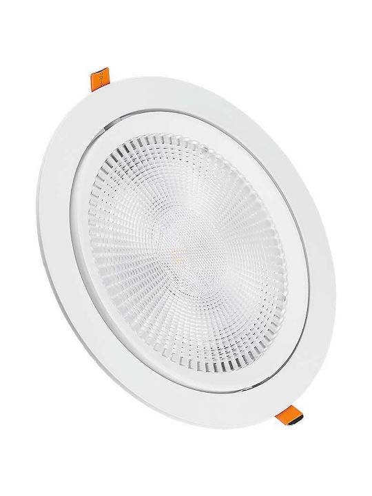 V-TAC Στρογγυλό Χωνευτό LED Panel 30W με Ψυχρό Λευκό Φως 6400K 22.5εκ.