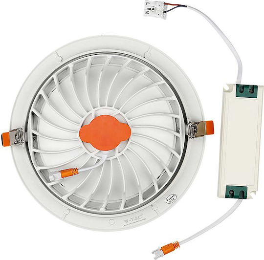 V-TAC Rotund Încastrat Panou LED Putere 30W cu Alb Rece Lumini 22.5x22.5cm.