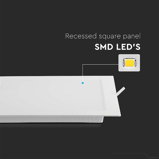 V-TAC Platz Vertieft LED Panel 18W mit Natürliches Weiß Licht 4000K