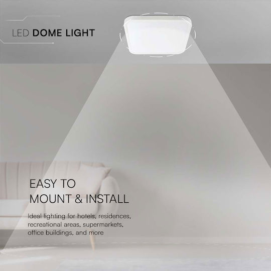V-TAC Τετράγωνο Εξωτερικό LED Panel 18W με Θερμό Λευκό Φως 3000K