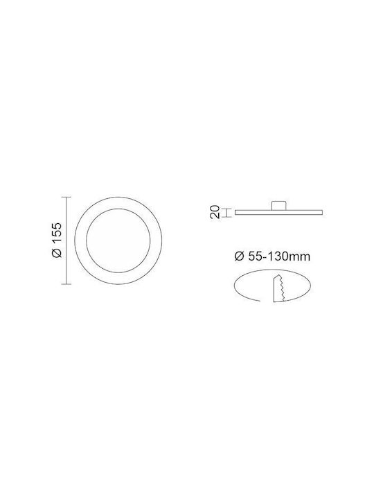 Spot Light Round Recessed LED Panel 9W with Natural White Light 4000K