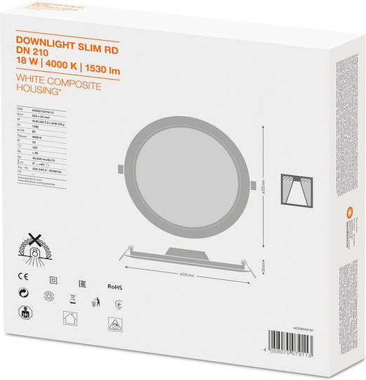 Ledvance Round LED Panel 18W with Natural White Light 4000K