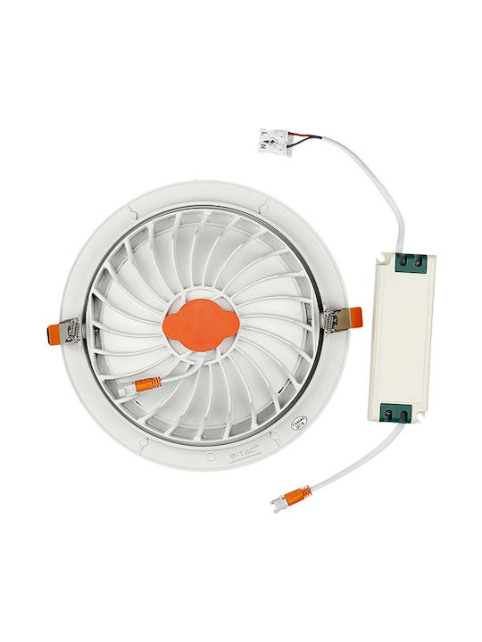 V-TAC Στρογγυλό Χωνευτό LED Panel 20W με Ψυχρό Λευκό Φως 6400K 17εκ.