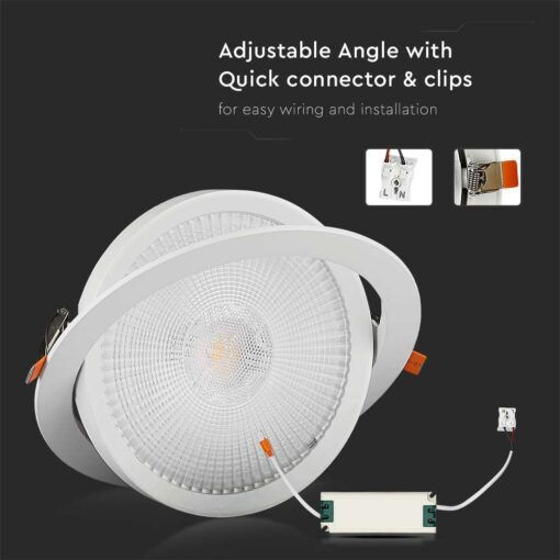 V-TAC Rundes Vertieftes LED-Panel 30W mit Natürliches Weiß Licht 4000K 22,5cm