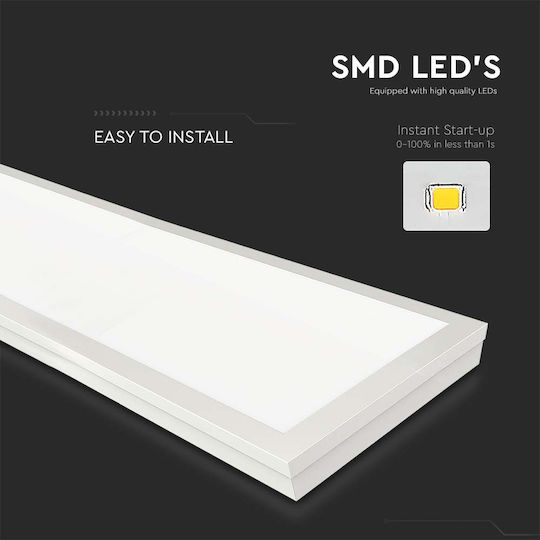 V-TAC Правоъгълена Вграден LED Панел 40W с Студено бяло Светлина 6500К