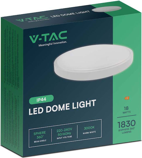 V-TAC Round Outdoor LED Panel 18W with Warm White Light 3000K