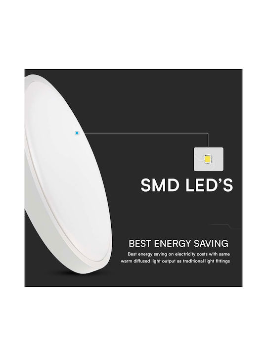 V-TAC Round Outdoor LED Panel 36W with Warm White Light 3000K