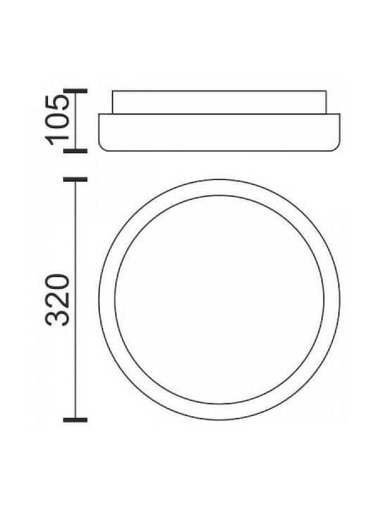 Spot Light Στρογγυλό Εξωτερικό LED Panel 18W με Θερμό Λευκό Φως 3000K 32εκ.