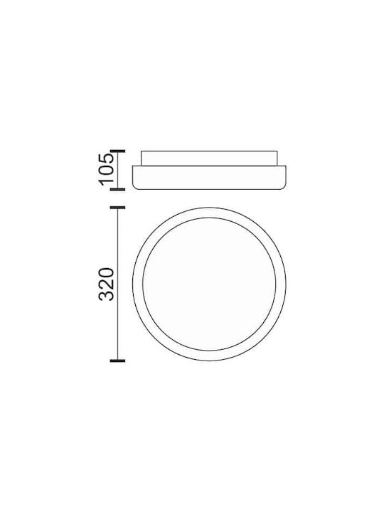 Spot Light Στρογγυλό Εξωτερικό LED Panel 18W με Θερμό Λευκό Φως 3000K 32εκ.