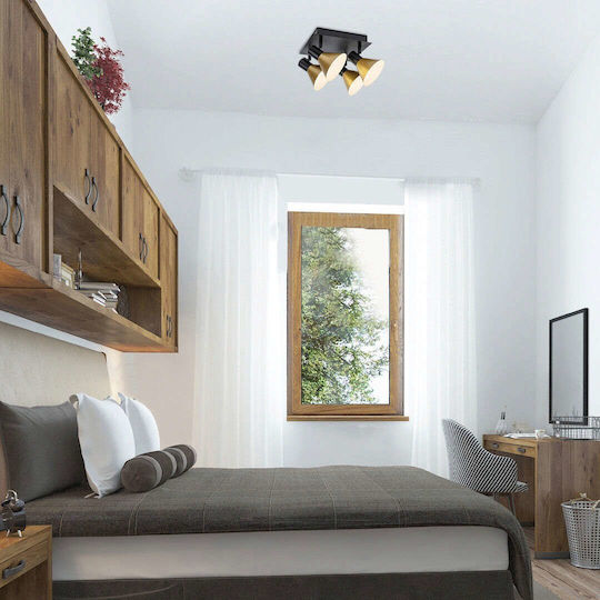 Rabalux Alvaro Spot with 4 Lights and with Socket E14 in Black Color
