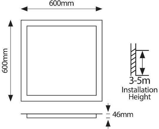 Eurolamp Platz Vertieft LED Panel 48W mit Natürliches Weiß Licht 4000K