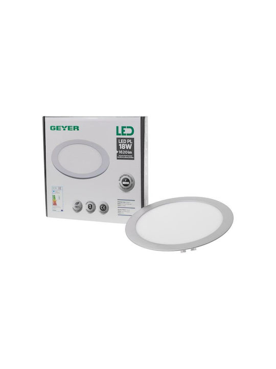 Geyer Rund Vertieft LED Panel 18W mit Kaltweiß Licht 6500K