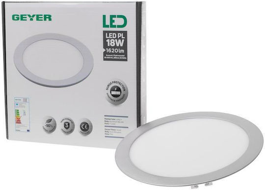 Geyer Rund Vertieft LED Panel 18W mit Kaltweiß Licht 6500K