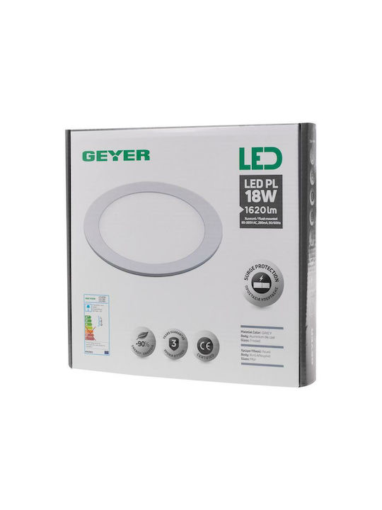 Geyer Rund Vertieft LED Panel 18W mit Kaltweiß Licht 6500K