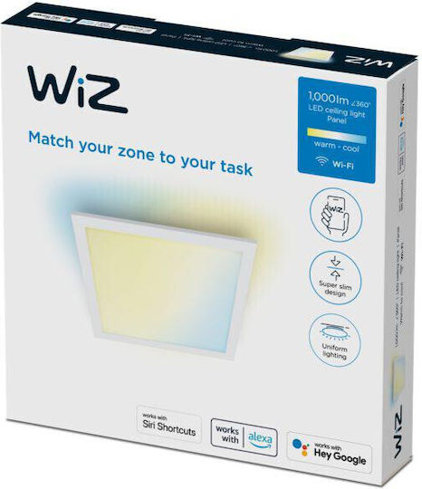 WiZ Lumină Pătrat Panou LED Putere 12W cu Bianco reglabil Lumini 30x30cm.