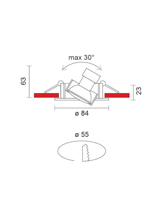 Spot Light Recessed Spot with Socket GU10