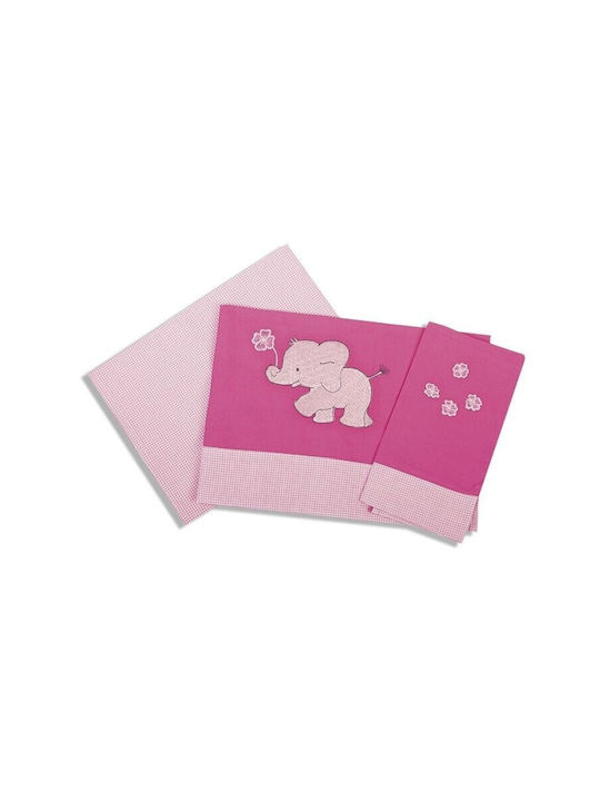 Dimcol Baby Sheets Elephant Pink Fitted Set 120x170cm
