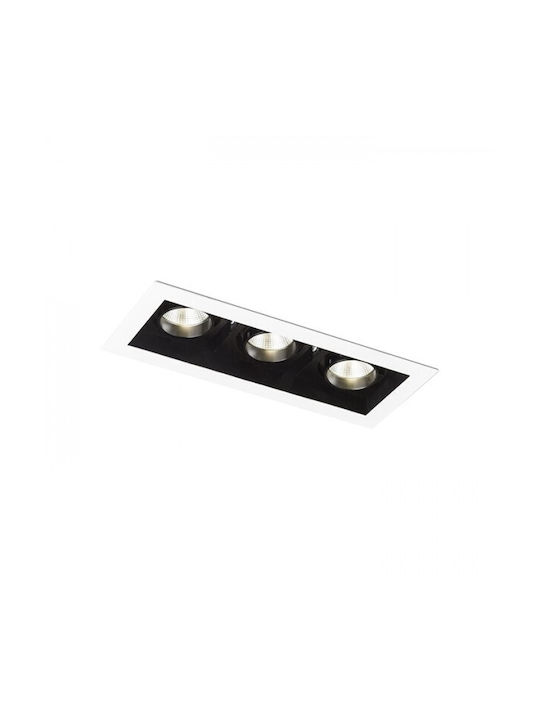 Rendl Light Studio Bondy III Παραλληλόγραμμο Μεταλλικό Χωνευτό Σποτ με Ενσωματωμένο LED και Θερμό Λευκό Φως Λευκό 25.5x10.3εκ. 1τμχ