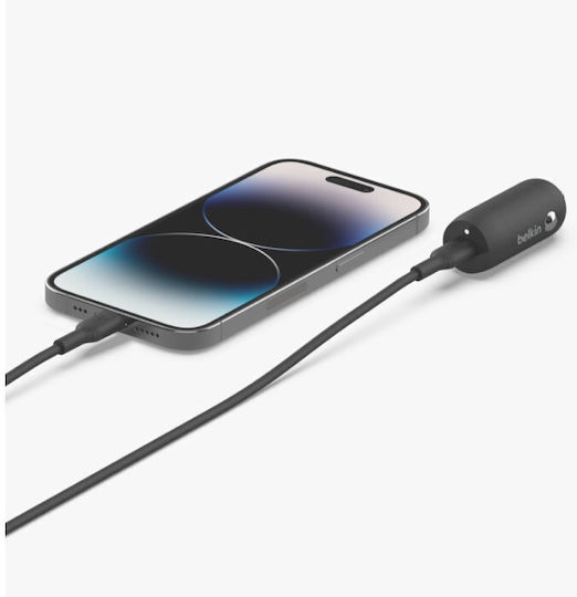 Belkin Зарядно за кола 30W Бързо Зареждане с един Порт: 1xType-C заедно с Кабел Type-C Кафяв Цвят