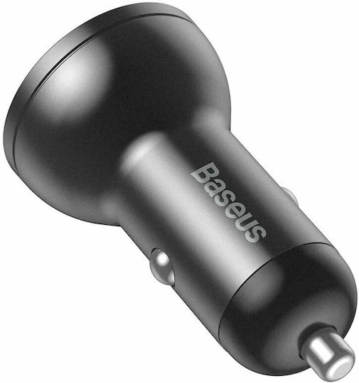 Baseus Digital Display Car Charger 24W 4.8A with Ports: 2xUSB and Voltmeter Gray Color
