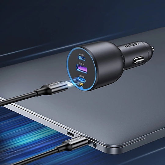 Ugreen Încărcător Auto 130W cu Porturi: 1xUSB 2xType-C Gri Culoare