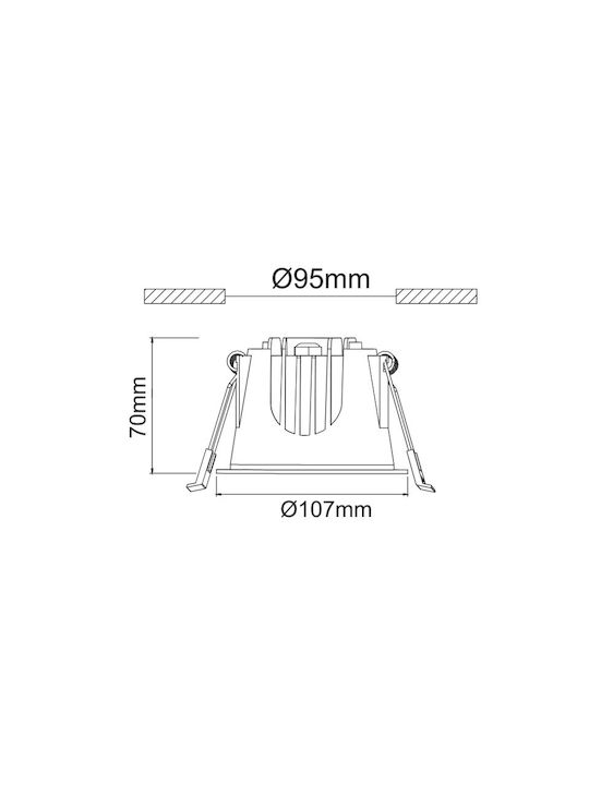 Aca Recessed Spot with Integrated LED and Warm White Light White 10.7x10.7cm.