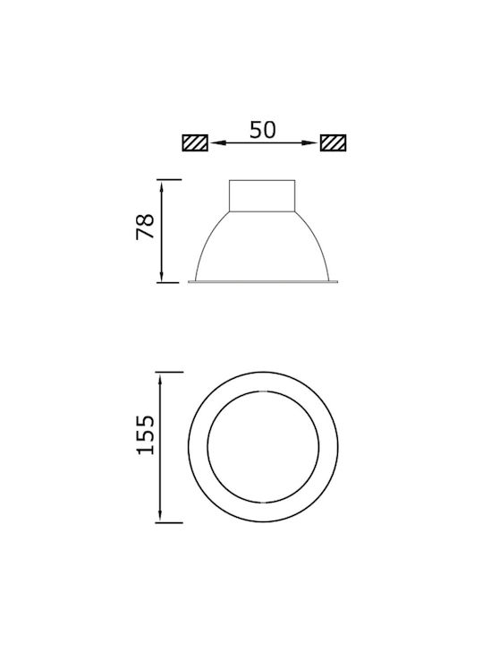 DIL Rotund Plastic Spot Încorporat cu Soclu GU4 Negru 10x10cm. 1buc