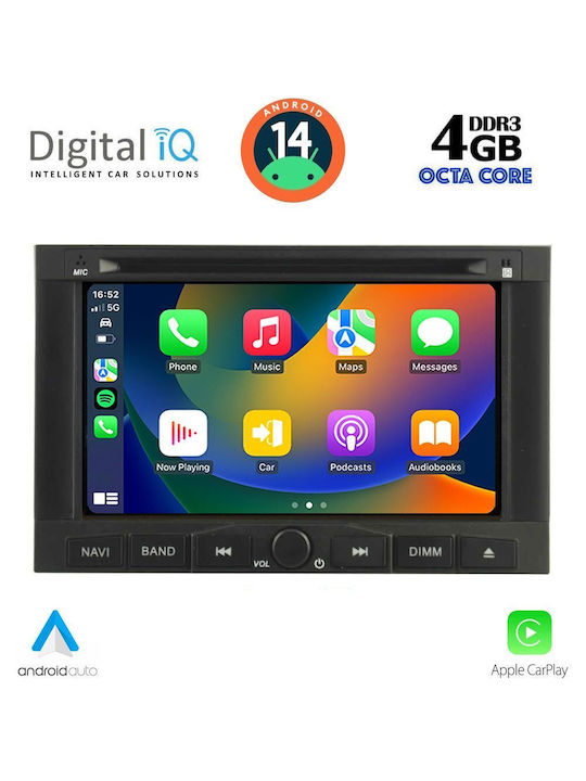 Digital IQ Auto-Audiosystem für Peugeot 3008 / Experte Citroen Berlingo 2009-2016 (Bluetooth/USB/AUX/WiFi/GPS/Apple-Carplay/Android-Auto) mit Touchscreen 7"