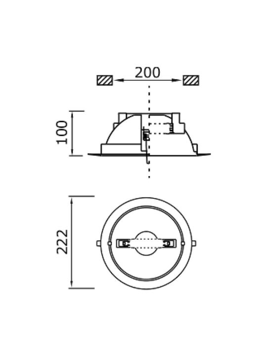 DIL Round Metallic Recessed Spot with Socket RX7s Gray 10x10cm. 1pcs