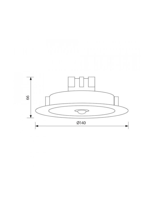Vivalux Round Metallic Ceiling Spot with Built-in LED and Natural White Light White 14x14cm