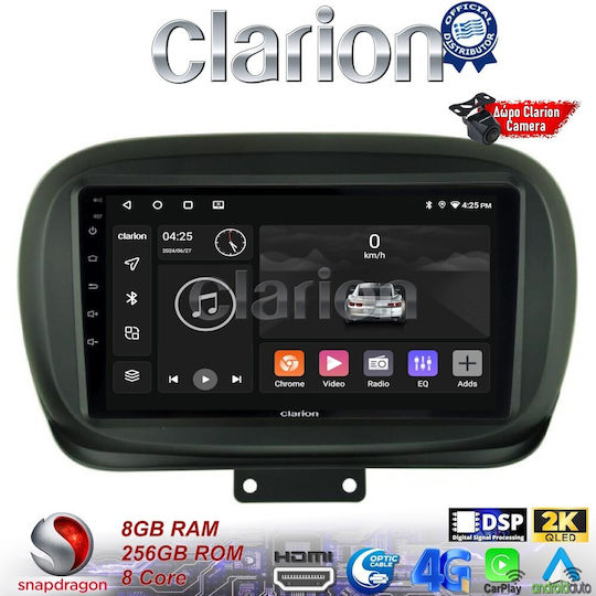 Clarion Car Audio System for Fiat 500X 2014> (Bluetooth/USB/WiFi/GPS/Apple-Carplay/Android-Auto) with Touch Screen 9"