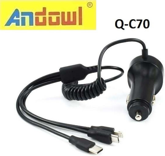 Andowl Car Charger Fast Charging with Ports: 1xUSB 1xType-C