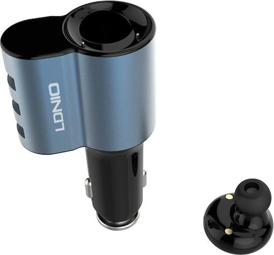 Ldnio Cm21 Car Charger 4.2A with Ports 3xUSB-A and Bluetooth Headphones Black Color